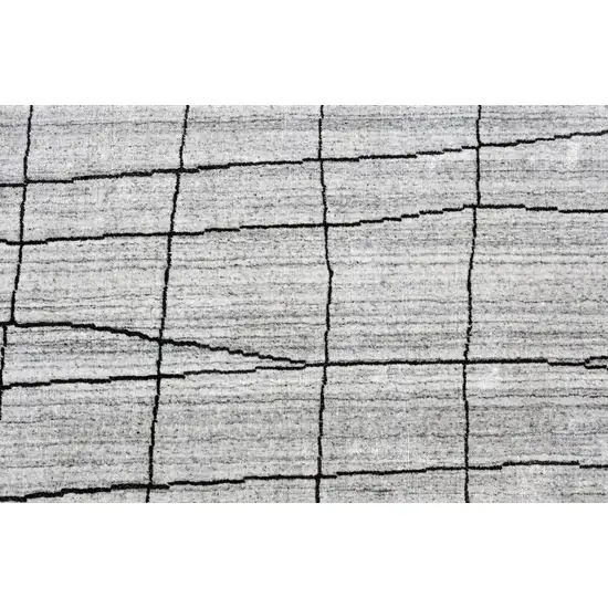 Gray and Black Wool Abstract Geometric Hand Loomed Area Rug Photo 4