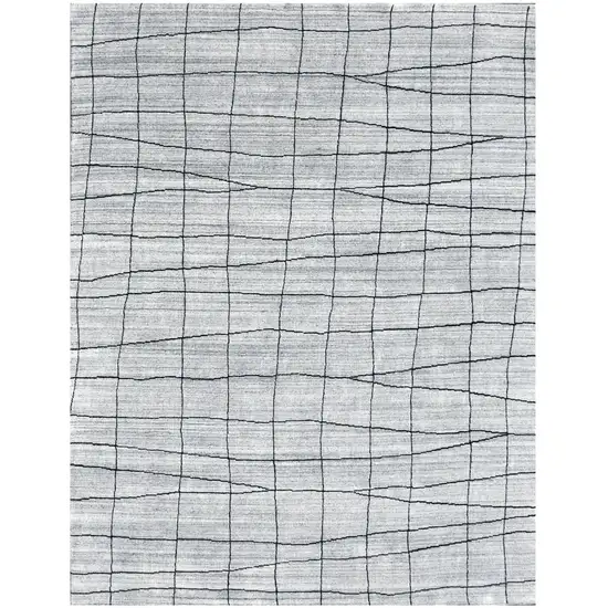 Gray and Black Wool Abstract Geometric Hand Loomed Area Rug Photo 2