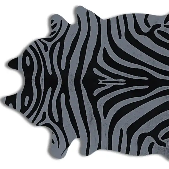 Gray and Black Zebra Print Genuine Cowhide Area Rug Photo 4