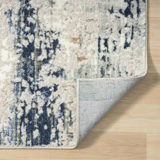 Gray and Blue Abstract Area Rug Photo 5