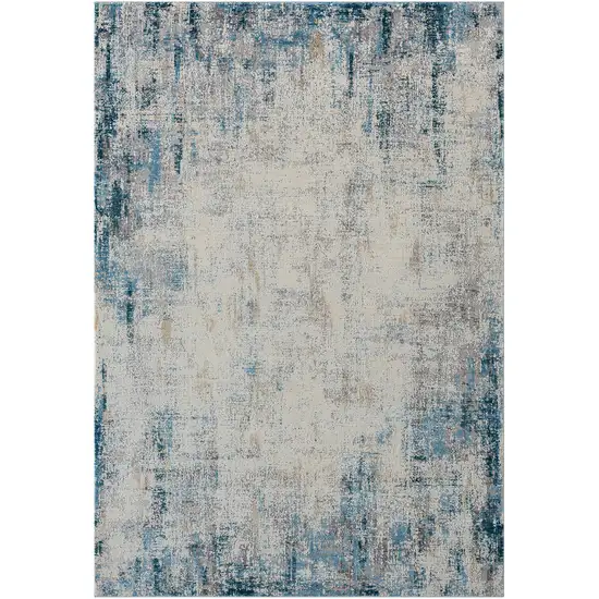 Gray and Blue Abstract Area Rug Photo 5