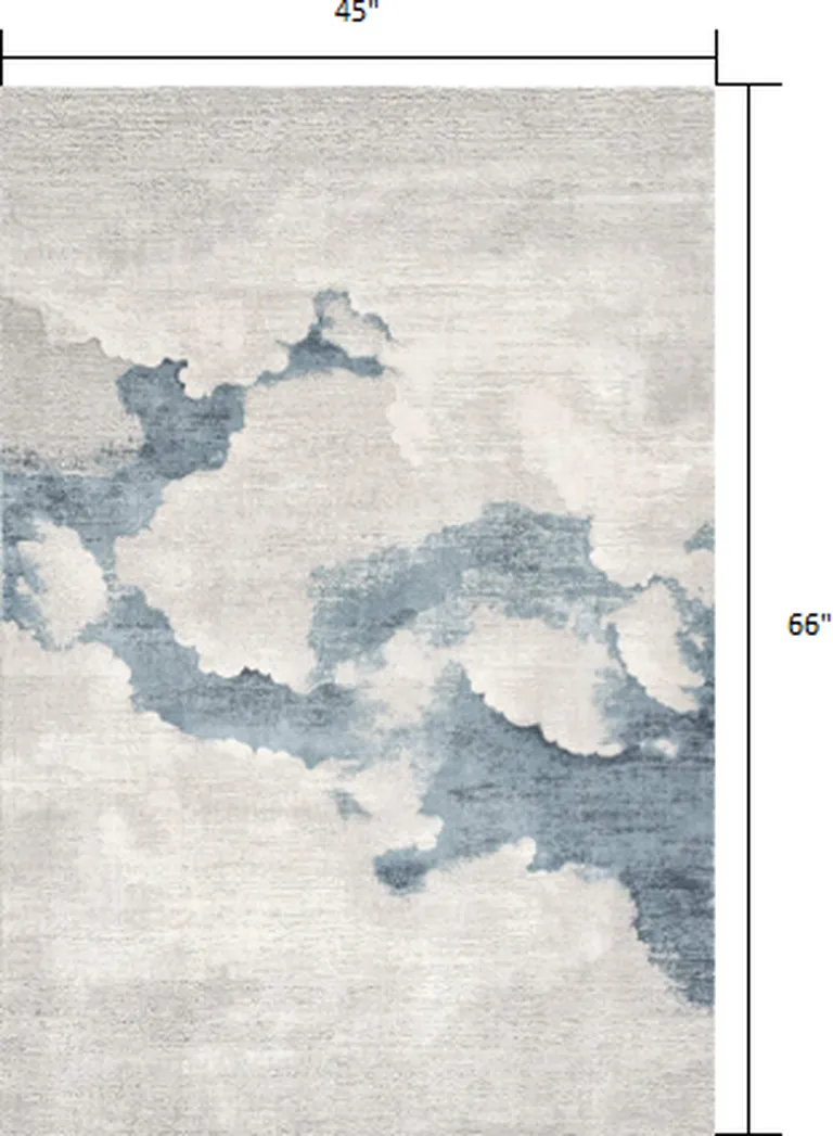 Gray and Blue Abstract Clouds Area Rug Photo 1