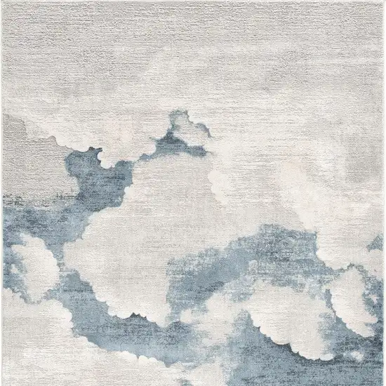 Gray and Blue Abstract Area Rug Photo 4