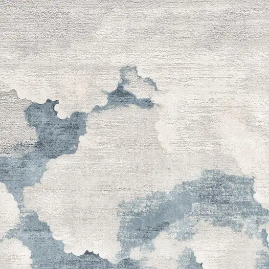 Gray and Blue Abstract Area Rug Photo 3