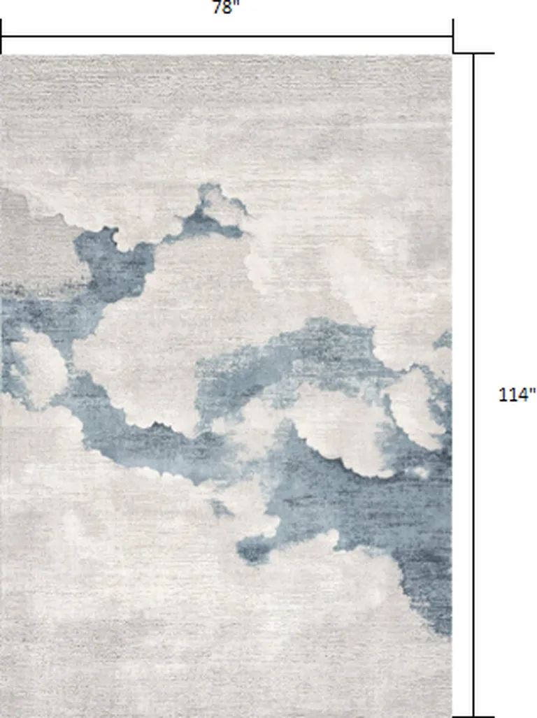 Gray and Blue Abstract Clouds Area Rug Photo 1