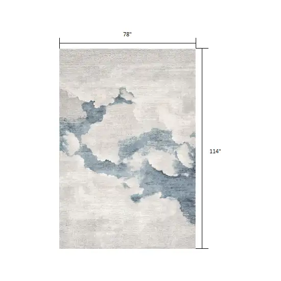 Gray and Blue Abstract Clouds Area Rug Photo 1