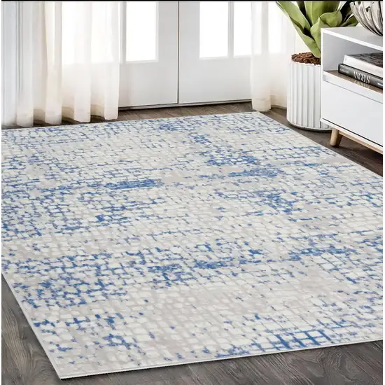 Blue Gray Abstract Dhurrie Area Rug Photo 1