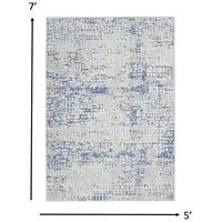 Photo of Gray and Blue Abstract Grids Area Rug