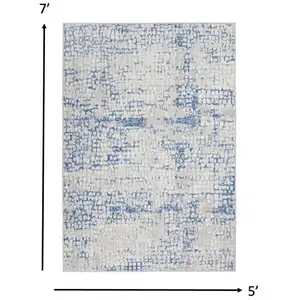 Photo of Gray and Blue Abstract Grids Area Rug