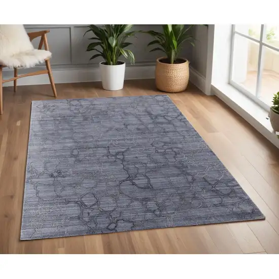 Gray and Blue Abstract Hand Woven Area Rug Photo 1