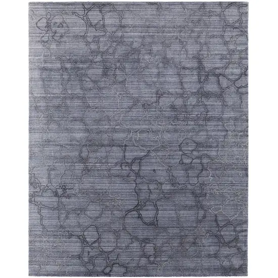 Gray and Blue Abstract Hand Woven Area Rug Photo 4