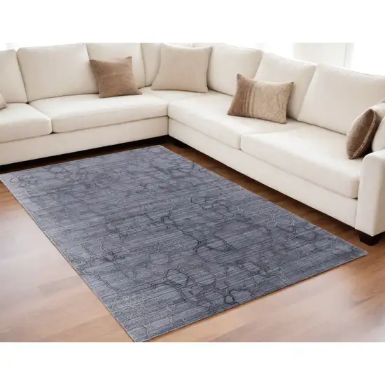 Gray and Blue Abstract Hand Woven Area Rug Photo 1