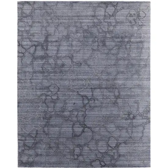 Gray and Blue Abstract Hand Woven Area Rug Photo 6