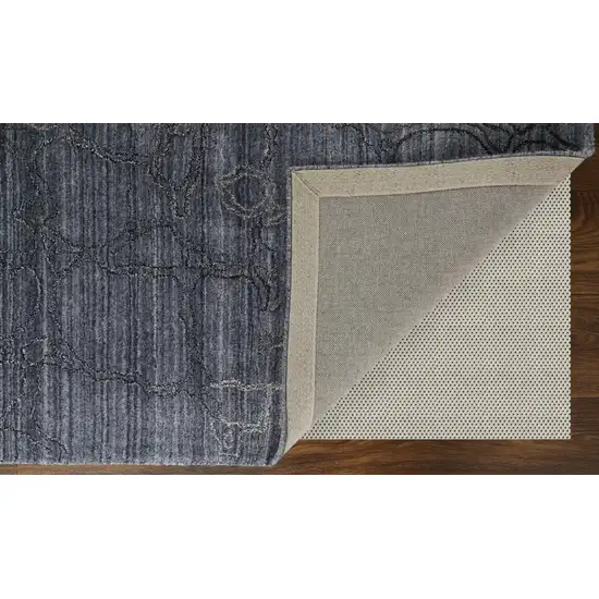 Gray and Blue Abstract Hand Woven Area Rug Photo 7