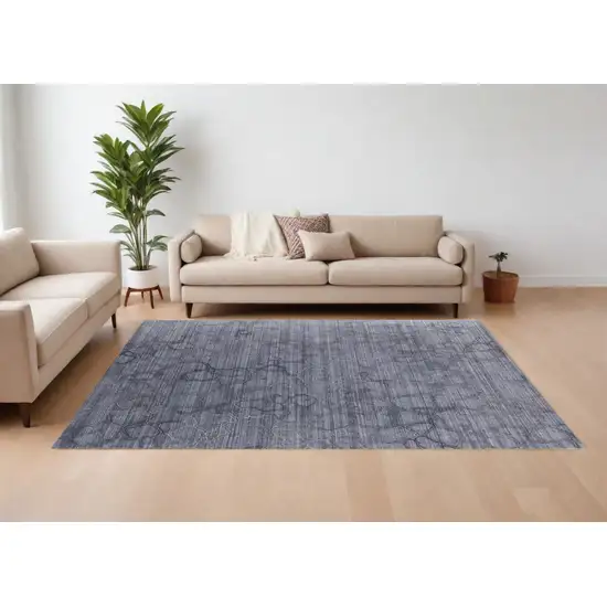 Gray and Blue Abstract Hand Woven Area Rug Photo 1