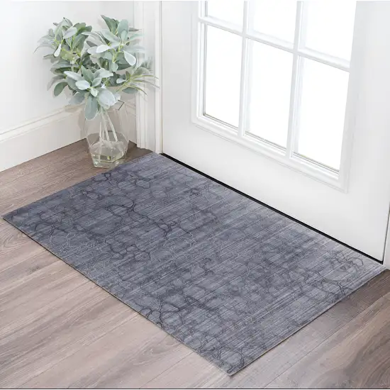 Gray and Blue Abstract Hand Woven Area Rug Photo 1