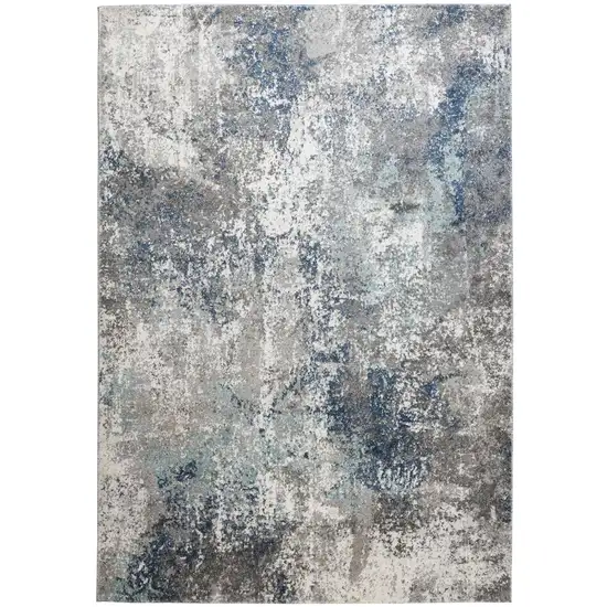 Gray and Blue Abstract Power Loom Area Rug Photo 1