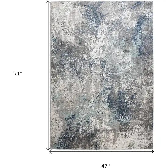 Gray and Blue Abstract Power Loom Area Rug Photo 8