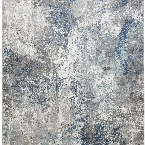 Gray and Blue Abstract Power Loom Area Rug Photo 6