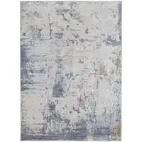 Photo of Gray and Blue Abstract Power Loom Worn Faded Area Rug