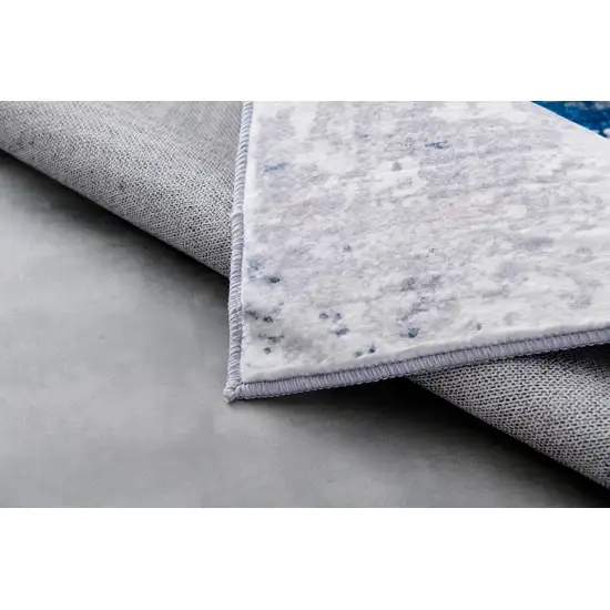 Gray and Blue Abstract Printed Washable Non Skid Area Rug Photo 7