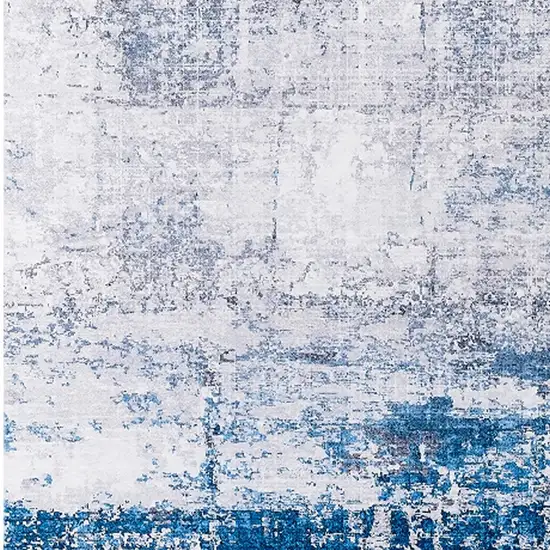 Gray and Blue Abstract Shag Printed Washable Non Skid Area Rug Photo 4