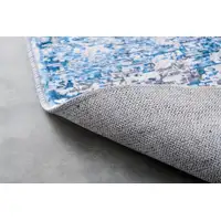 Photo of Gray and Blue Abstract Shag Printed Washable Non Skid Area Rug