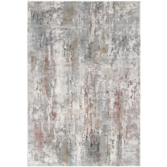 Gray and Blue Abstract Washable Non Skid Area Rug Photo 2