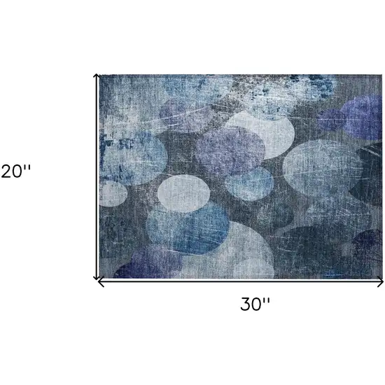 Gray and Blue Abstract Washable Non Skid Indoor Outdoor Area Rug Photo 3