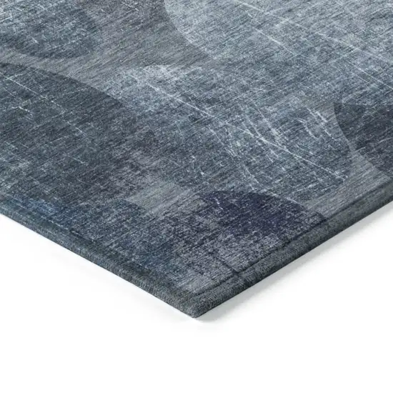 Gray and Blue Abstract Washable Non Skid Indoor Outdoor Area Rug Photo 7