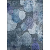 Photo of Gray and Blue Abstract Washable Non Skid Indoor Outdoor Area Rug