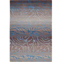 Photo of Gray and Blue Botanical Leaves Area Rug