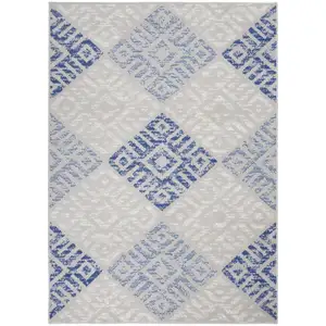 Photo of Gray and Blue Diamonds Area Rug