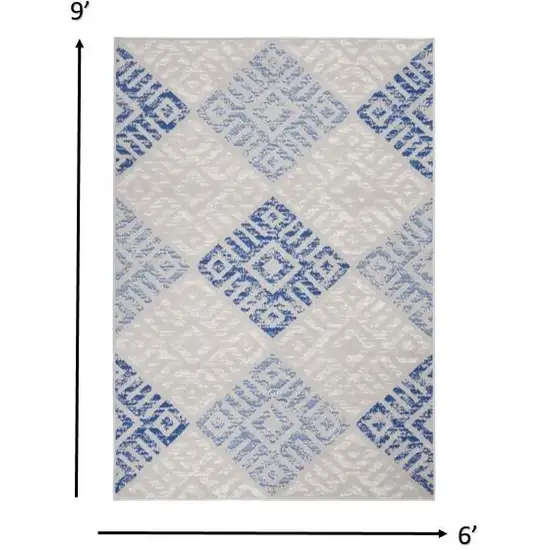 Gray and Blue Diamonds Area Rug Photo 6