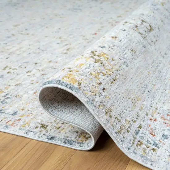 Gray and Blue Floral Distressed Runner Rug Photo 9