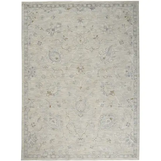 Gray and Blue Floral Power Loom Area Rug Photo 6