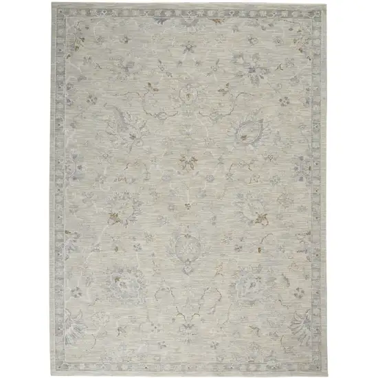 Gray and Blue Floral Power Loom Area Rug Photo 2