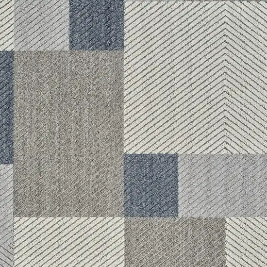 Gray and Blue Geometric Distressed Indoor Outdoor Area Rug Photo 4