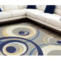 Photo of Gray and Blue Geometric Power Loom Area Rug