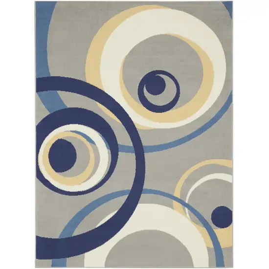 Gray and Blue Geometric Power Loom Area Rug Photo 2