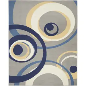 Photo of Gray and Blue Geometric Power Loom Area Rug