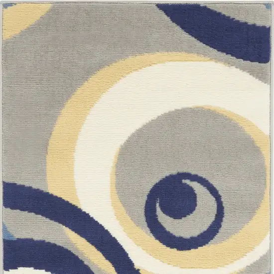 Gray and Blue Geometric Power Loom Area Rug Photo 5