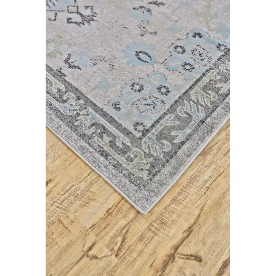 Gray and Blue Geometric Power Loom Area Rug Photo 6