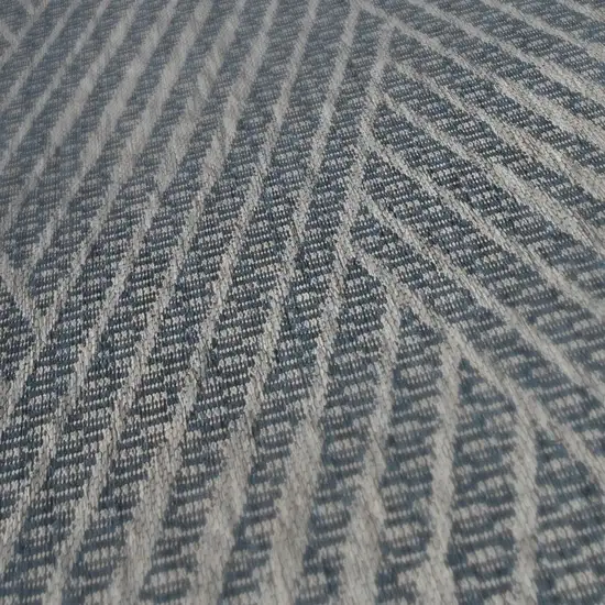 Gray and Blue Geometric Stain Resistant Indoor Outdoor Area Rug Photo 9