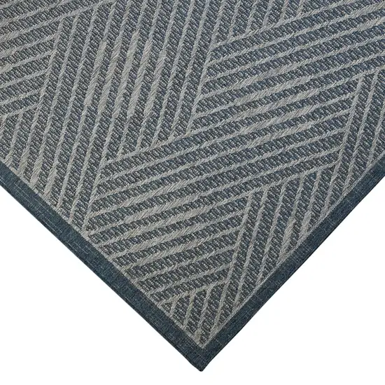 Gray and Blue Geometric Stain Resistant Indoor Outdoor Area Rug Photo 3