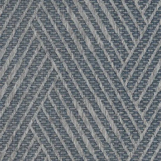 Gray and Blue Geometric Stain Resistant Indoor Outdoor Area Rug Photo 7