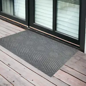 Photo of Gray and Blue Geometric Stain Resistant Indoor Outdoor Area Rug