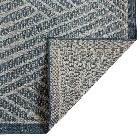 Gray and Blue Geometric Stain Resistant Indoor Outdoor Area Rug Photo 4