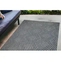 Photo of Gray and Blue Geometric Stain Resistant Indoor Outdoor Area Rug