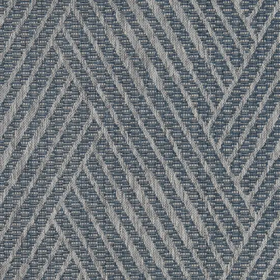 Gray and Blue Geometric Stain Resistant Indoor Outdoor Area Rug Photo 7